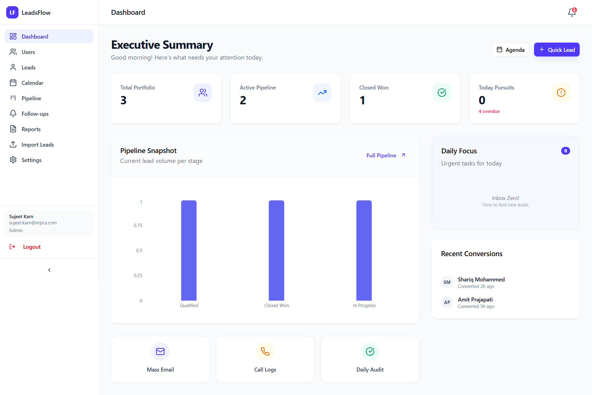 LeadsFlow Dashboard